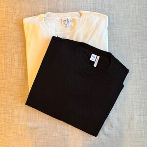 Twik by Simons Knit Crew Neck XL BUNDLE 1-Black+ 1 White Drop Shoulder Basics